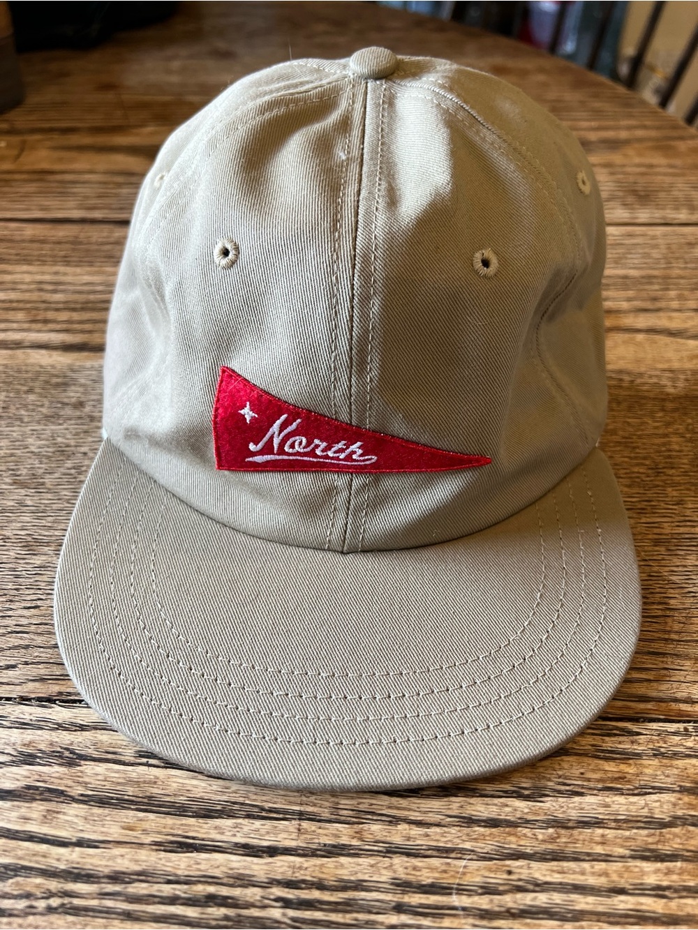Askov Finlayson Keep the North Cold Flat Brim Hat - Khaki and Red